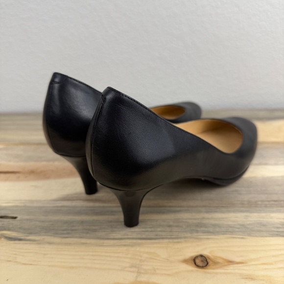 Cole Haan Nike Air Collab Black Leather Pump Kitten Heel Square Toe Size 8AA - Picture 4 of 13